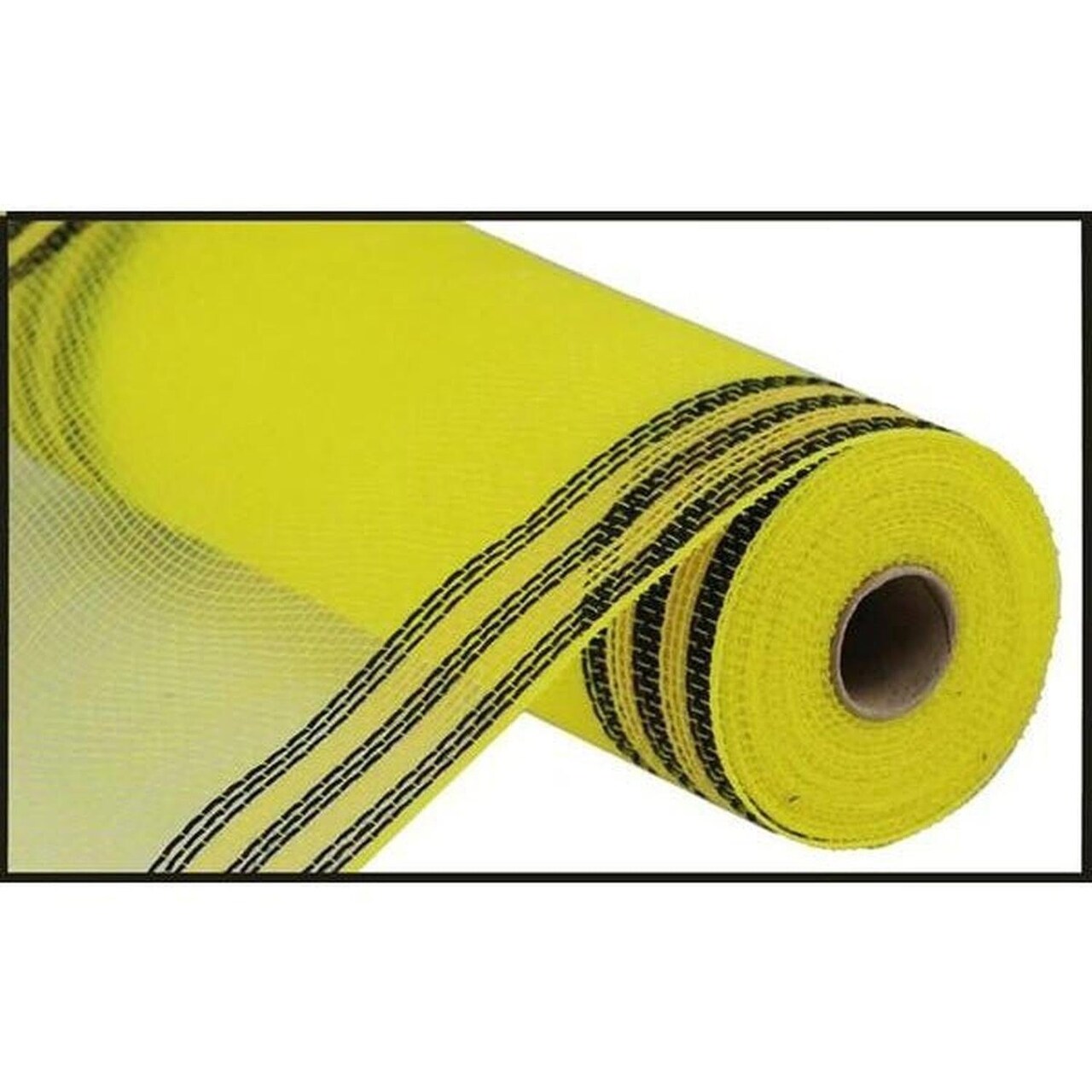 10.5" Border Stripe Faux Jute Mesh Ribbon: Yellow/Black (10 Yards)
